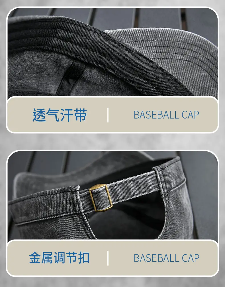 Men's Grey Washed Metal Logo Cap Windproof Winter — feature 31