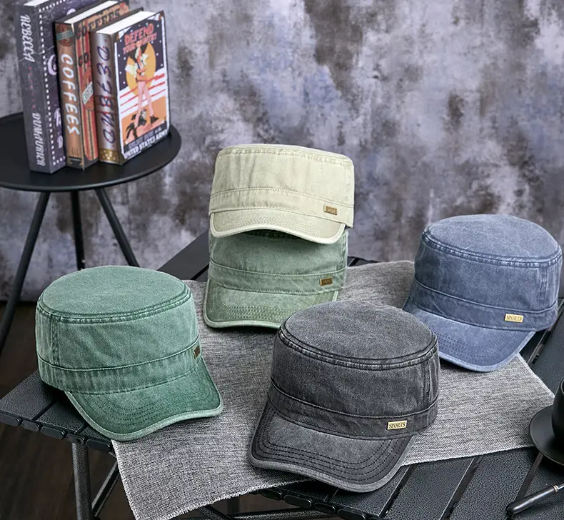 Men's Grey Washed Metal Logo Cap Windproof Winter — feature 7
