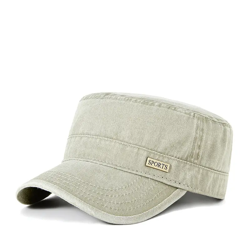 Men's Grey Washed Metal Logo Cap Windproof Winter