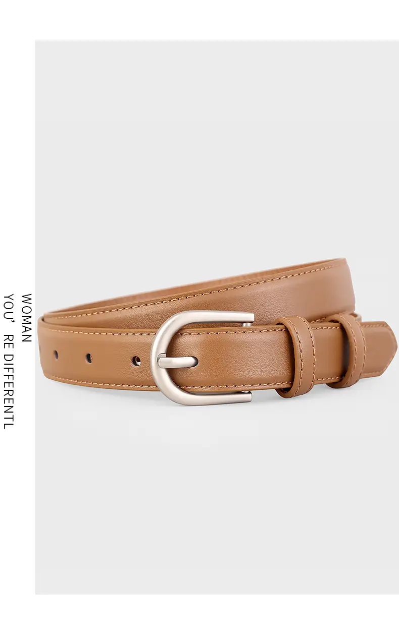 2024 Genuine Leather Women's Belt Silver Buckle — feature 12