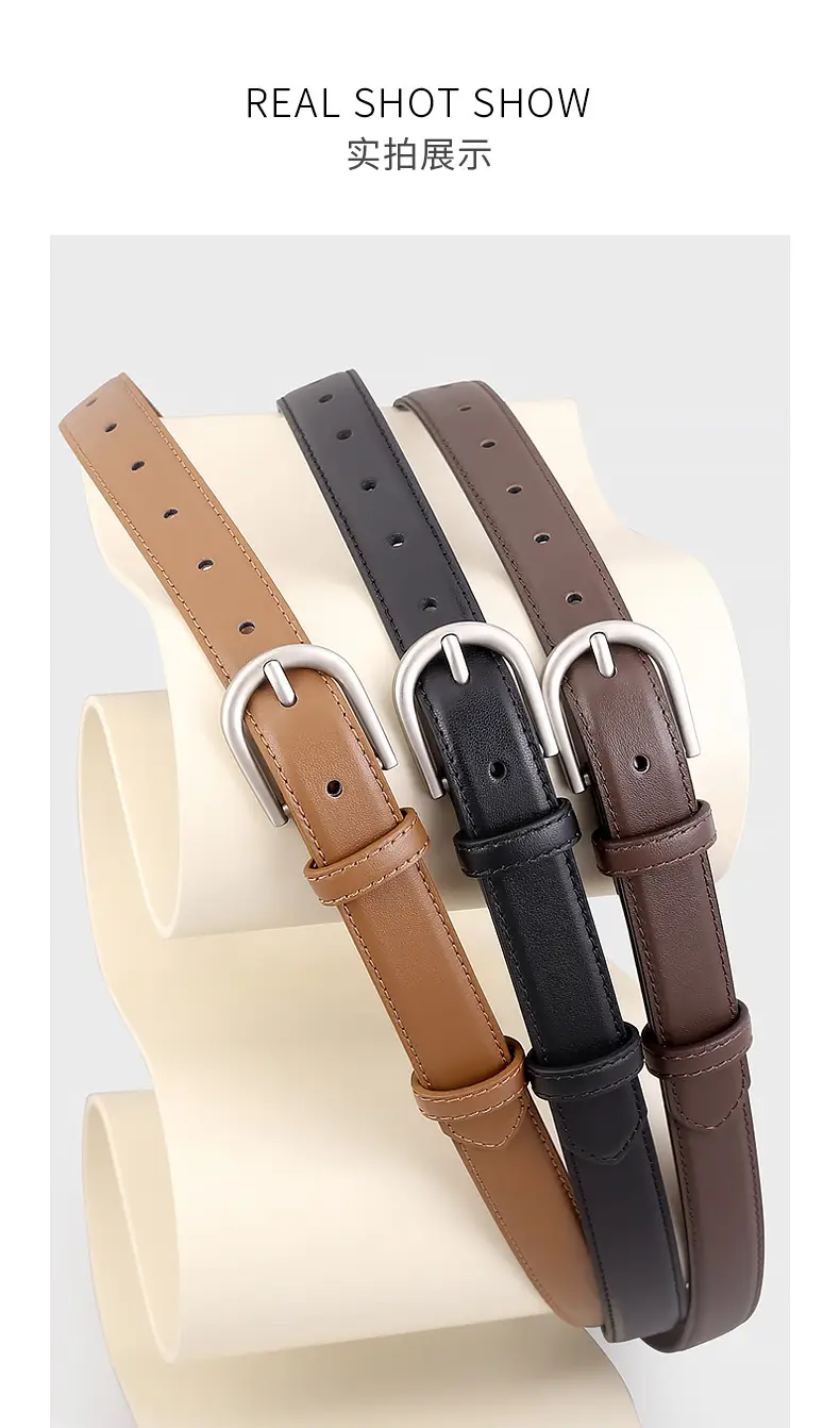 2024 Genuine Leather Women's Belt Silver Buckle — feature 14