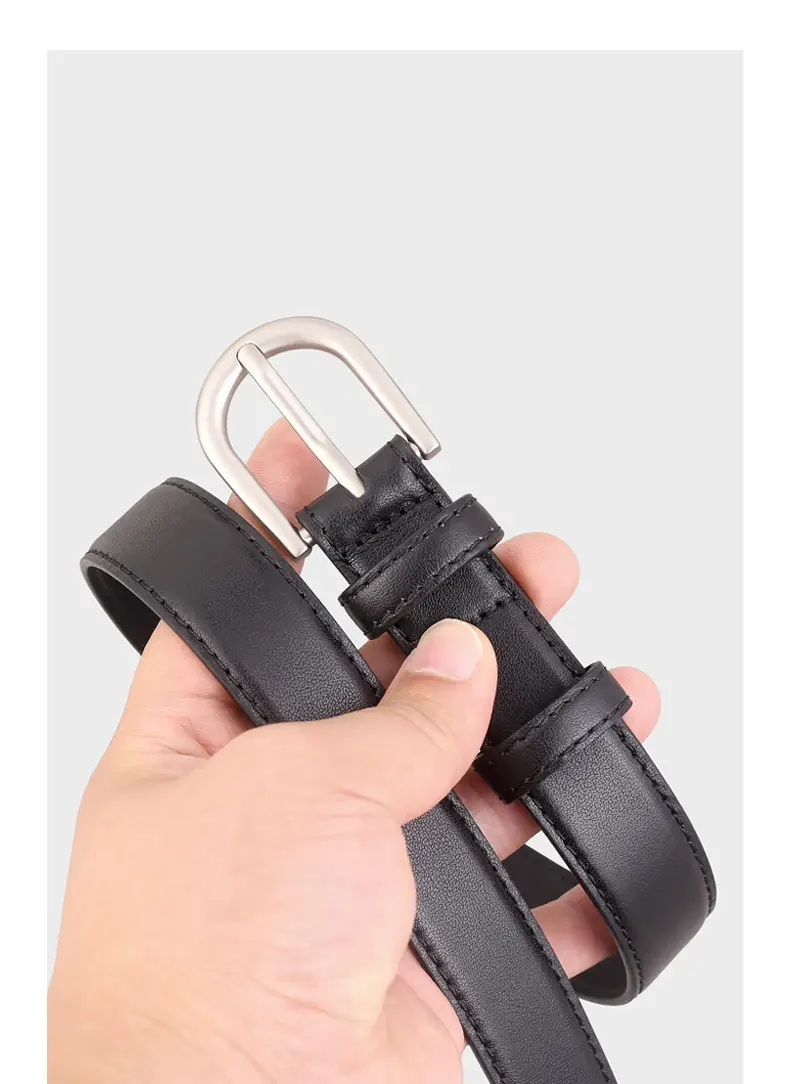 2024 Genuine Leather Women's Belt Silver Buckle — feature 16