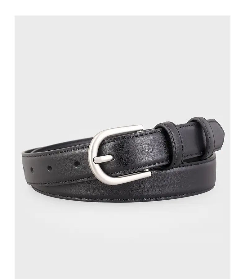 2024 Genuine Leather Women's Belt Silver Buckle — feature 17