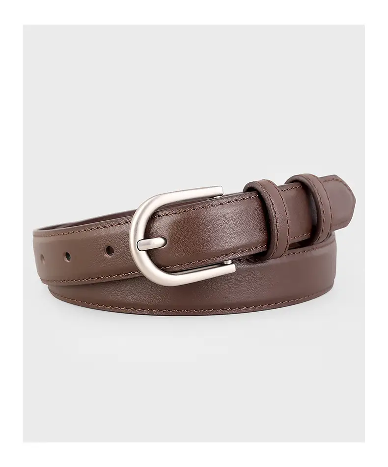 2024 Genuine Leather Women's Belt Silver Buckle — feature 19