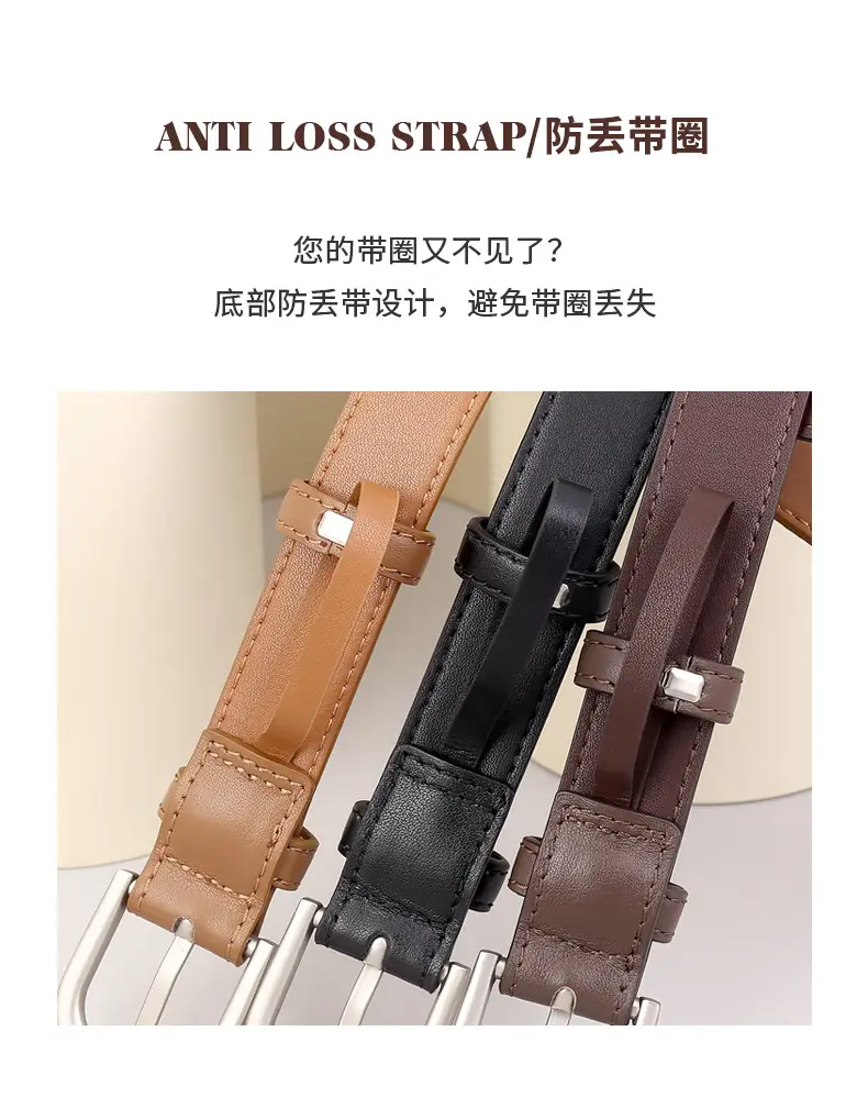 2024 Genuine Leather Women's Belt Silver Buckle — feature 7