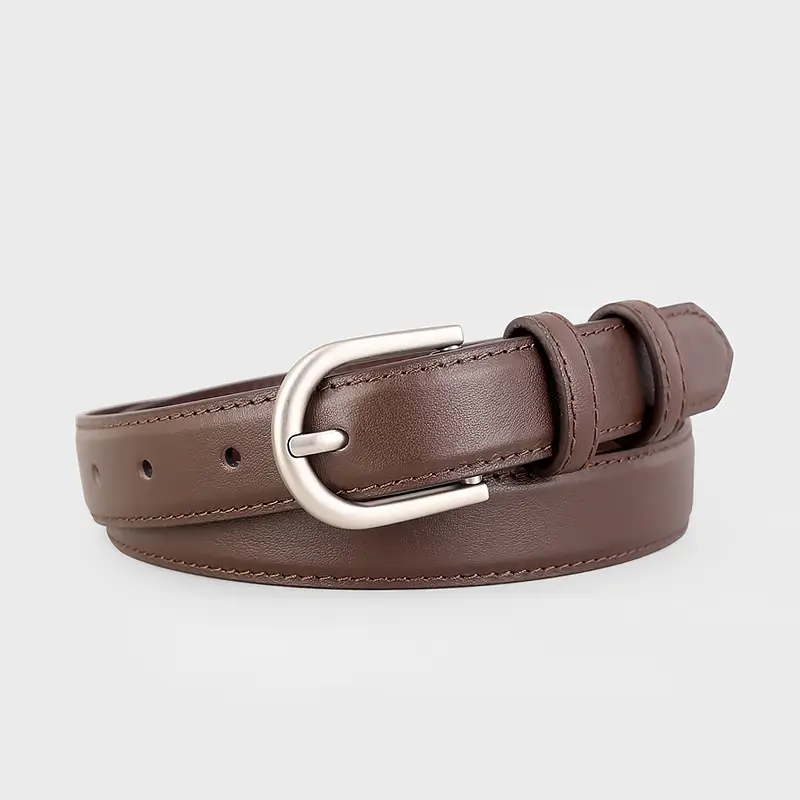 2024 Genuine Leather Women's Belt Silver Buckle - Image 3