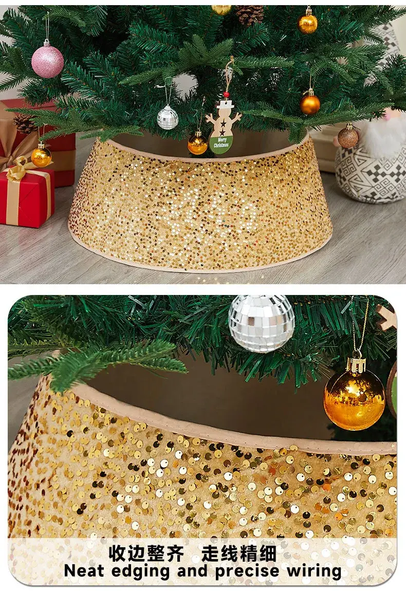 Cross-Border Sequin Tree Skirt Gold Silver 3D Decor — feature 4