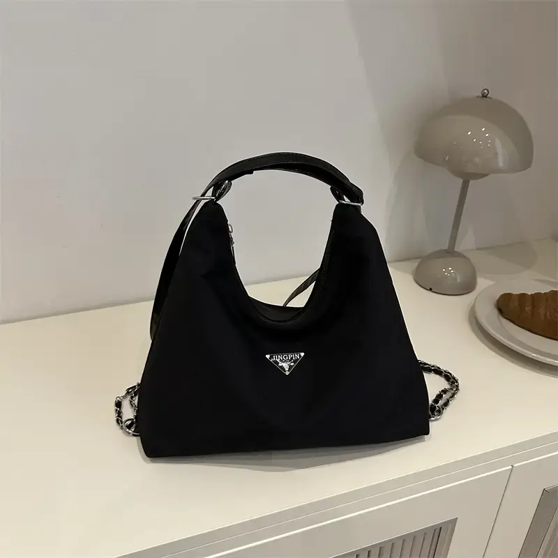 Black Women's Large Capacity Tote Bag Canvas Double Shoulder - Image 6