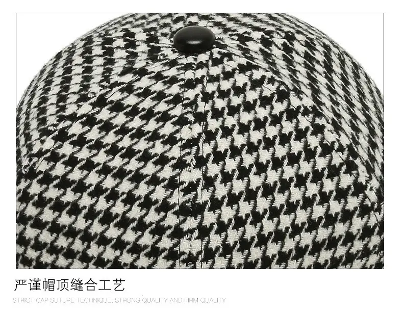 Houndstooth Leather Cap for Men Winter — feature 12