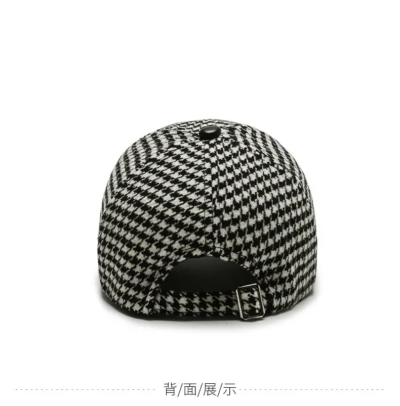 Houndstooth Leather Cap for Men Winter — feature 8