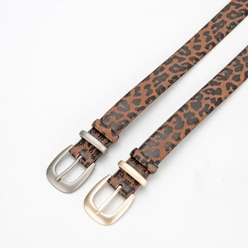 Leopard Leather Belt with Alloy Pin Button - Image 4