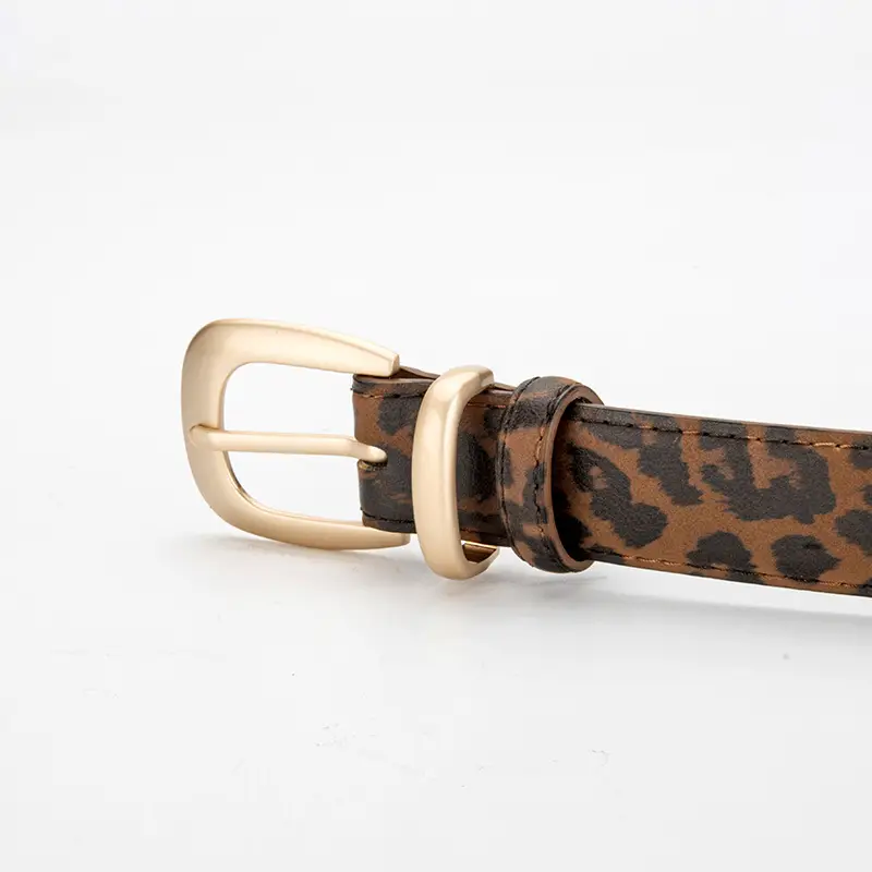 Leopard Leather Belt with Alloy Pin Button - Image 5