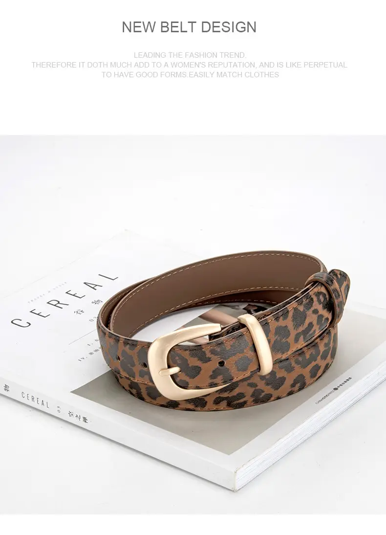 Leopard Leather Belt with Alloy Pin Button — feature 10