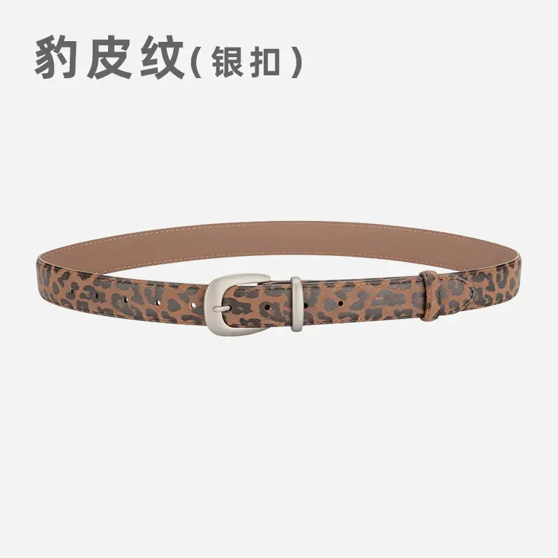 Leopard Leather Belt with Alloy Pin Button - Image 2