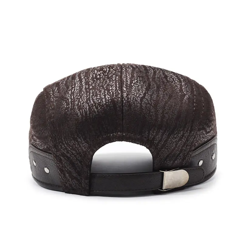 2025 New Retro Forward Cap Peaked Cap Leather Autumn Winter British Middle-Aged Elderly Men's Hats