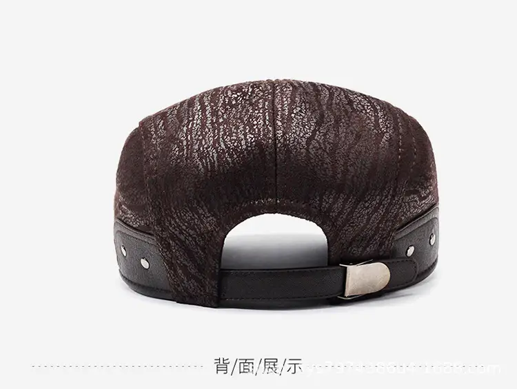 2025 New Retro Forward Cap Peaked Cap Leather Autumn Winter British Middle-Aged Elderly Men's Hats — feature 11