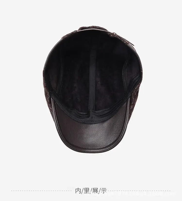 2025 New Retro Forward Cap Peaked Cap Leather Autumn Winter British Middle-Aged Elderly Men's Hats — feature 13
