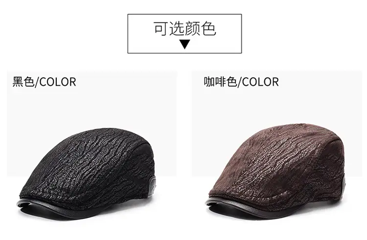 2025 New Retro Forward Cap Peaked Cap Leather Autumn Winter British Middle-Aged Elderly Men's Hats — feature 7