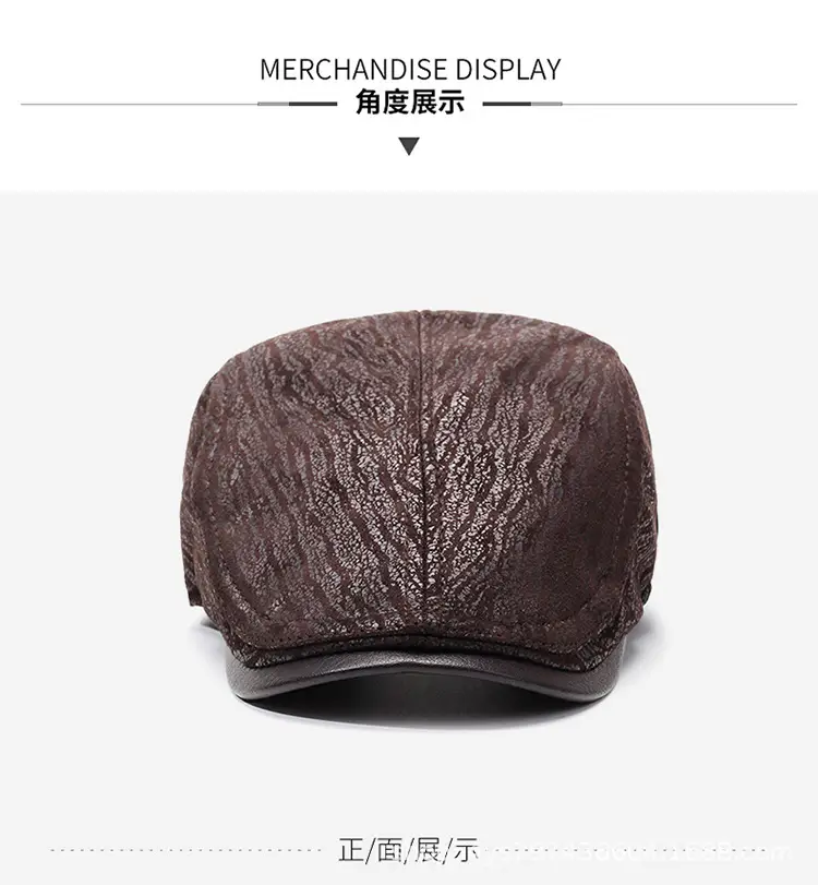 2025 New Retro Forward Cap Peaked Cap Leather Autumn Winter British Middle-Aged Elderly Men's Hats — feature 8