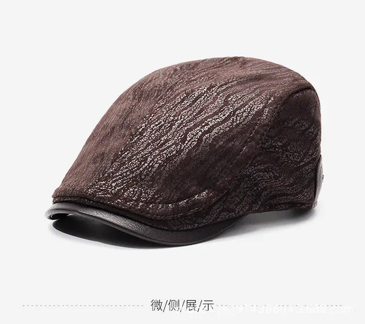 2025 New Retro Forward Cap Peaked Cap Leather Autumn Winter British Middle-Aged Elderly Men's Hats — feature 9