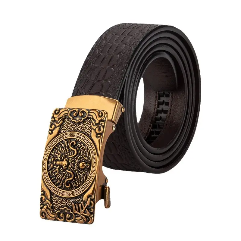 Men's Gold Buckle Genuine Leather Belt - Image 7