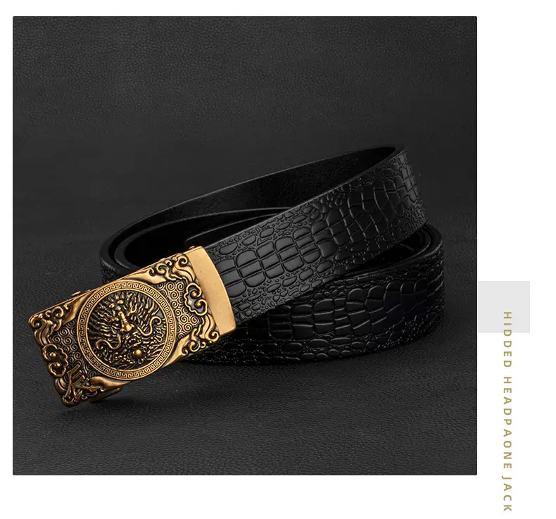Men's Gold Buckle Genuine Leather Belt — feature 15