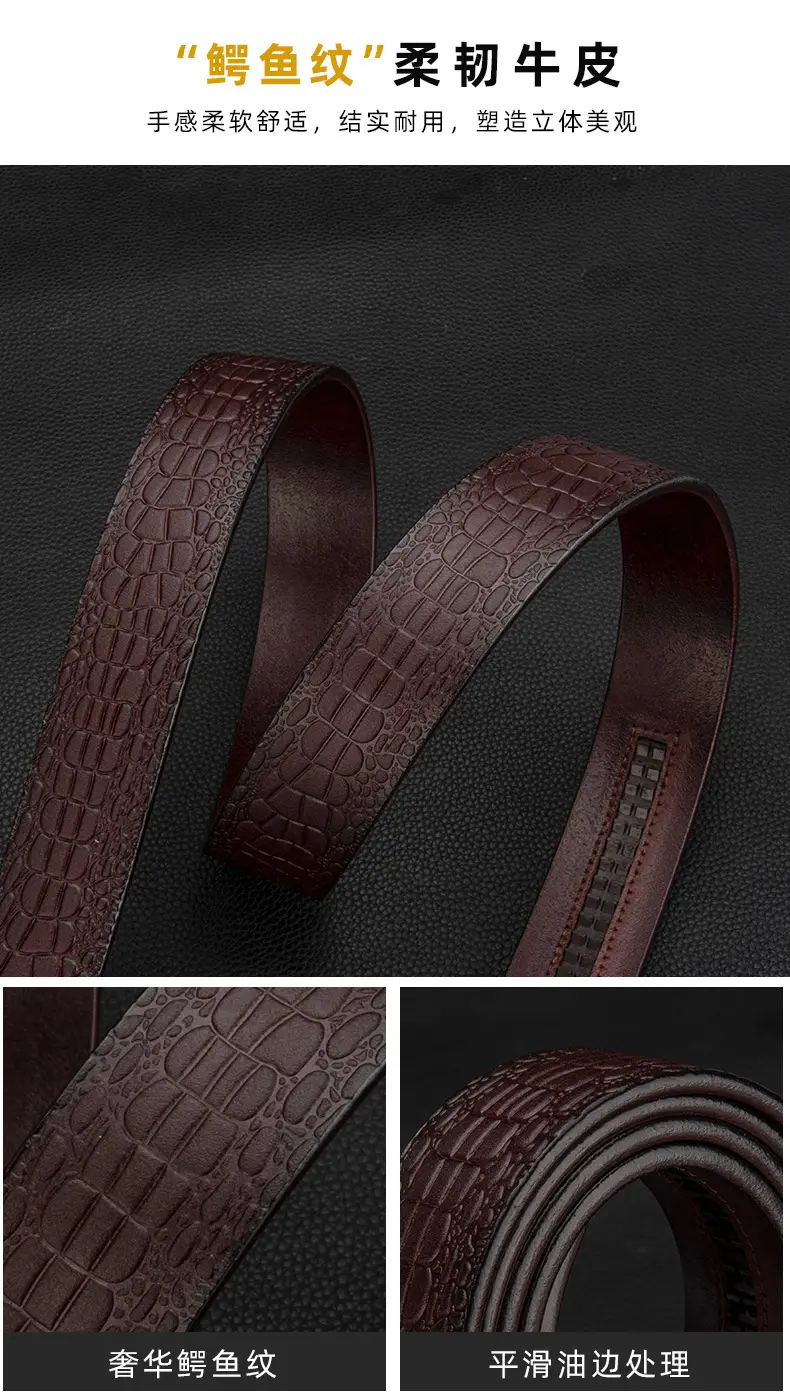 Men's Gold Buckle Genuine Leather Belt — feature 6