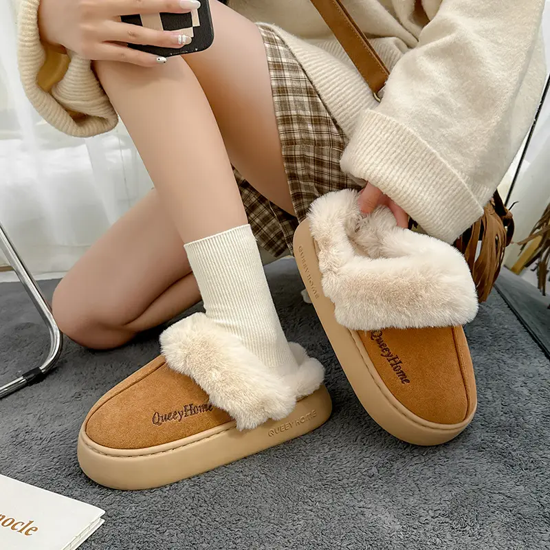 Women's Plush Cotton Slippers for Winter 2025, New Thick-Soled Indoor Home Non-Slip Warm Cotton Slippers for Women in Winter - Image 6