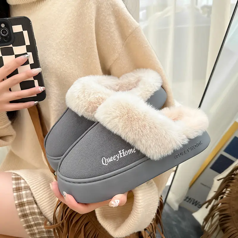 Women's Plush Cotton Slippers for Winter 2025, New Thick-Soled Indoor Home Non-Slip Warm Cotton Slippers for Women in Winter - Image 3