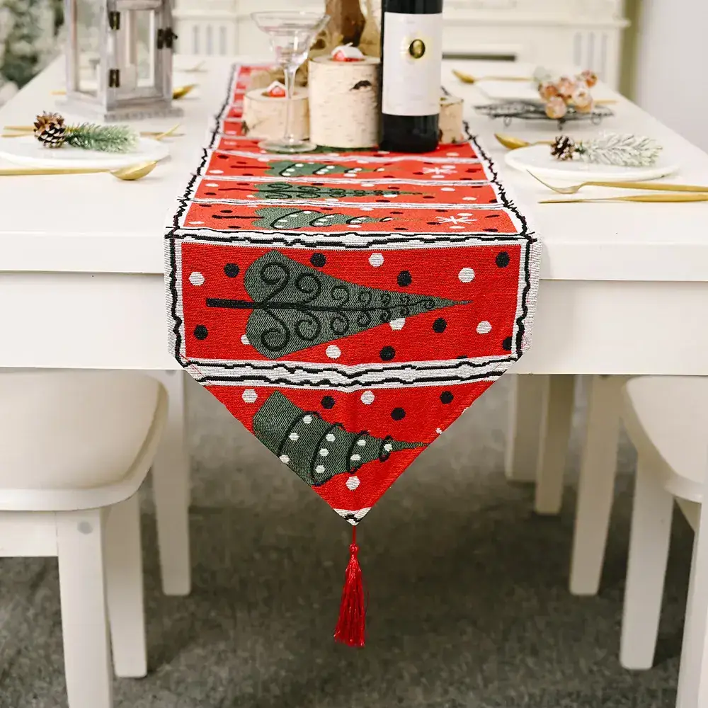 Knitted Red Rose Table Flag Decor for Christmas - Image 18