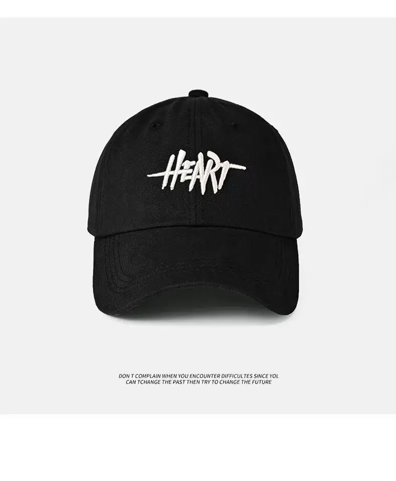 Black Heart Sunscreen Cap with Graphic Design - Image 2