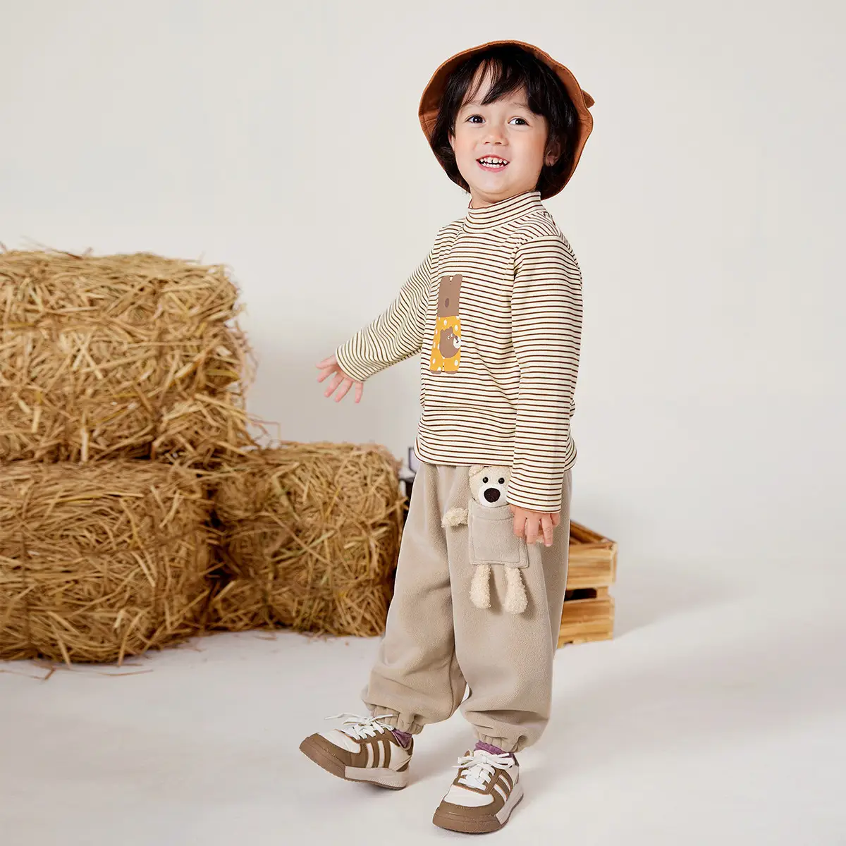 Dudu Kids Thermal T-Shirt Beige Striped Winter Boys