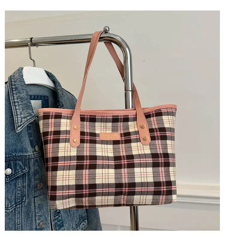 Women Plaid Shoulder Tote Bag 2024 Autumn — feature 15