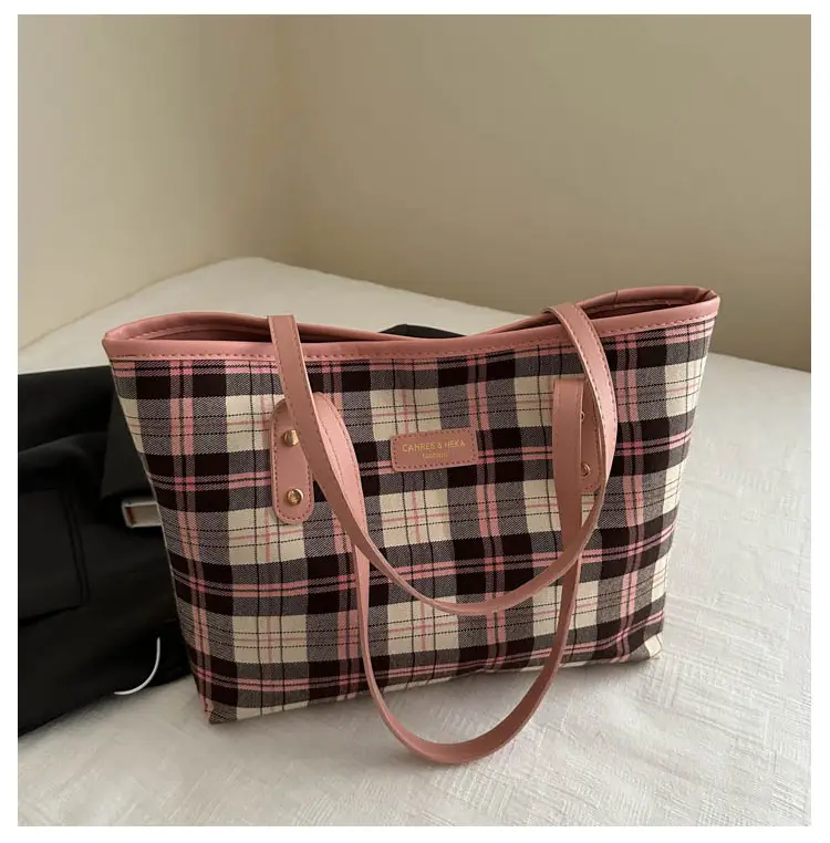 Women Plaid Shoulder Tote Bag 2024 Autumn — feature 17