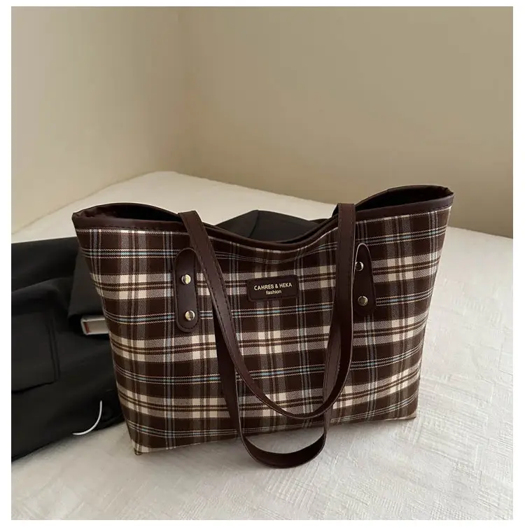 Women Plaid Shoulder Tote Bag 2024 Autumn — feature 18