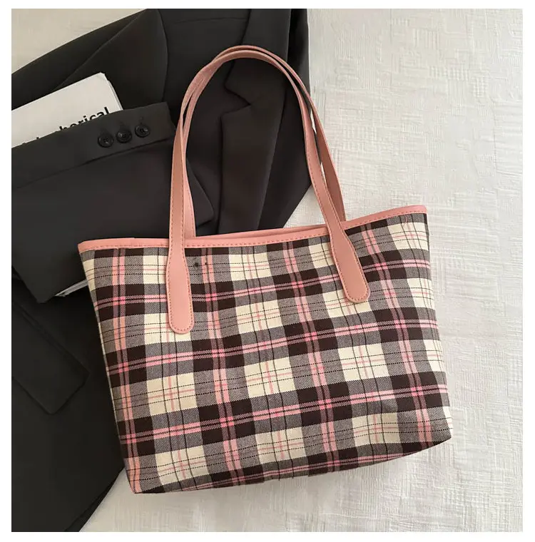 Women Plaid Shoulder Tote Bag 2024 Autumn — feature 20