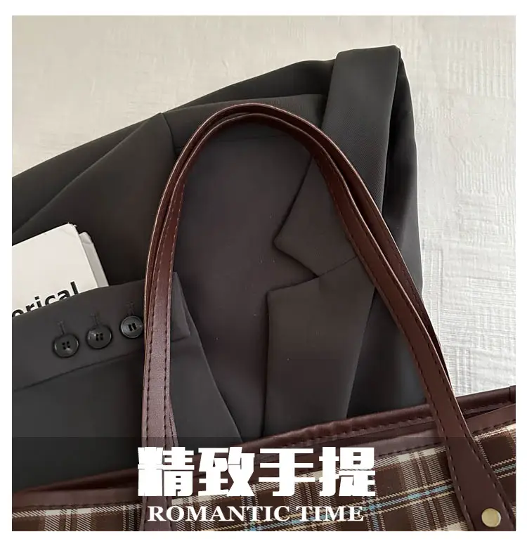 Women Plaid Shoulder Tote Bag 2024 Autumn — feature 6