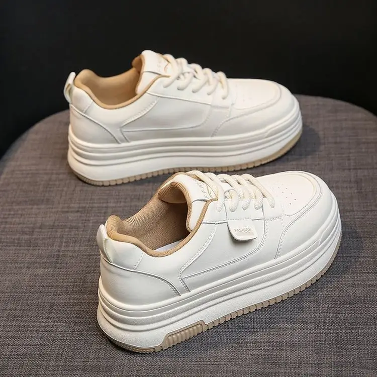 Women White Thick Casual Shoes Autumn Winter 2024 - Image 4