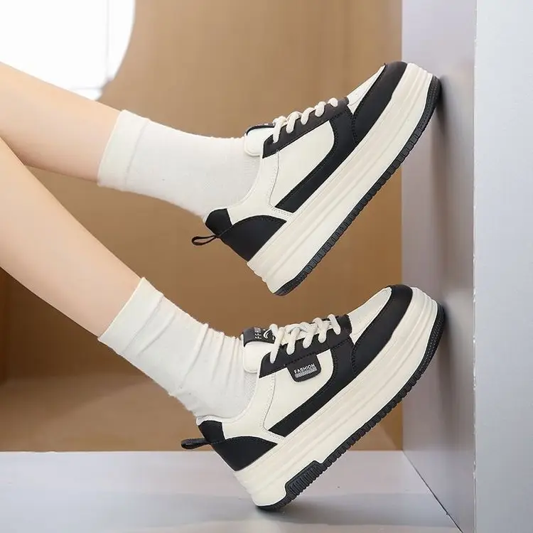 Women White Thick Casual Shoes Autumn Winter 2024 - Image 5
