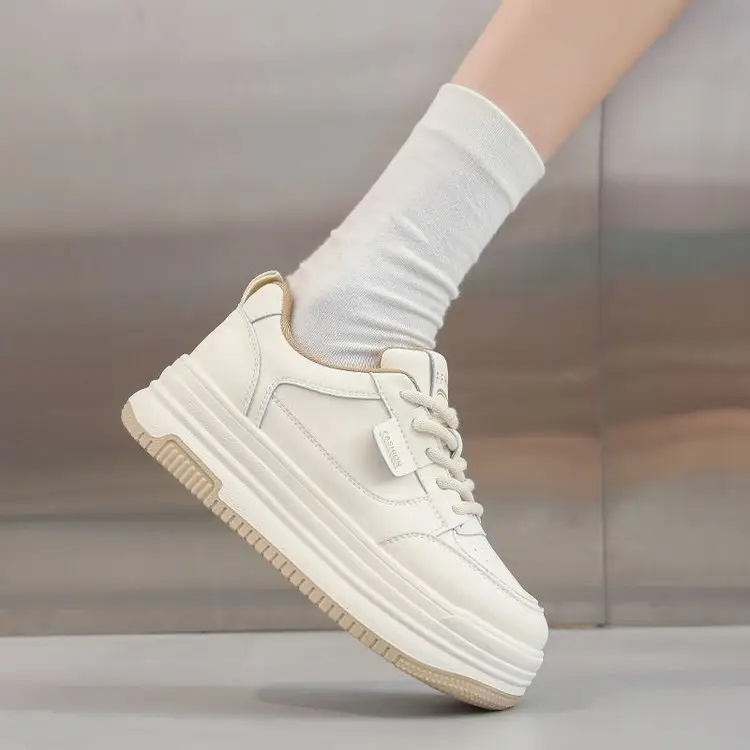 Women White Thick Casual Shoes Autumn Winter 2024 - Image 6