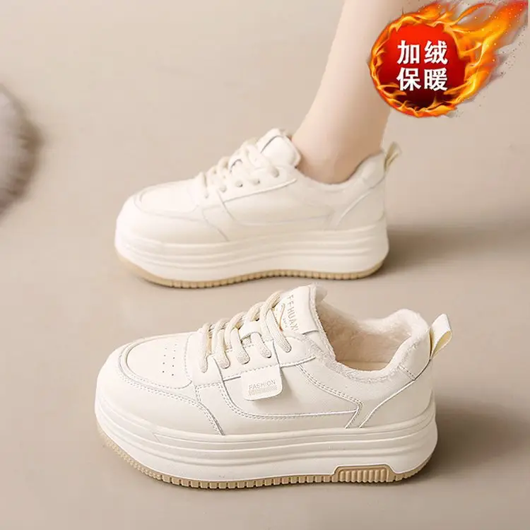 Women White Thick Casual Shoes Autumn Winter 2024 - Image 2