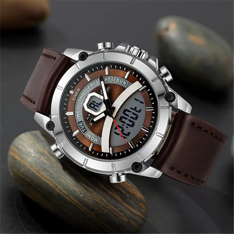 Men's Digital Chronograph Watch Black Red Strap - Image 8