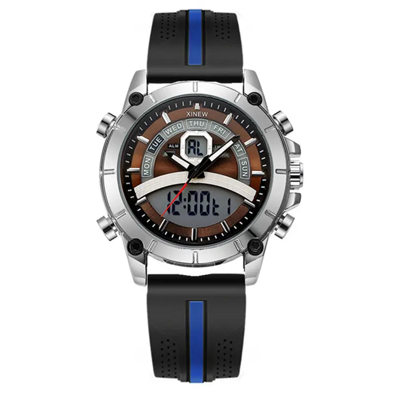 Men's Digital Chronograph Watch Black Red Strap - Image 3