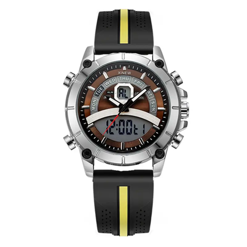 Men's Digital Chronograph Watch Black Red Strap - Image 4