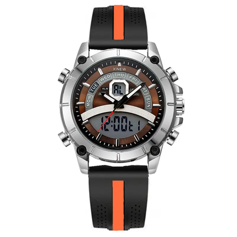 Men's Digital Chronograph Watch Black Red Strap - Image 5