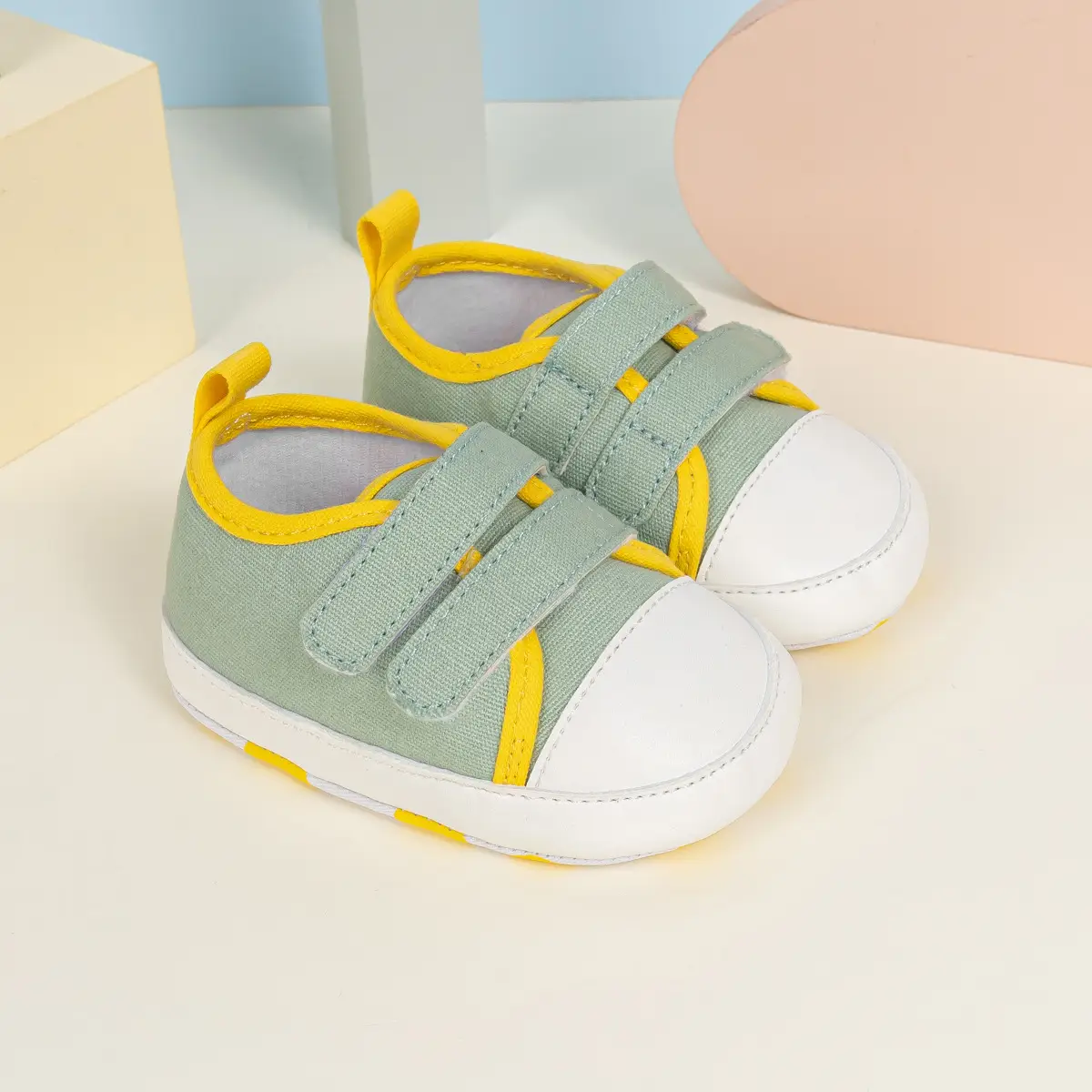 Pink Polka Dot Baby Sneakers with Velcro Closure