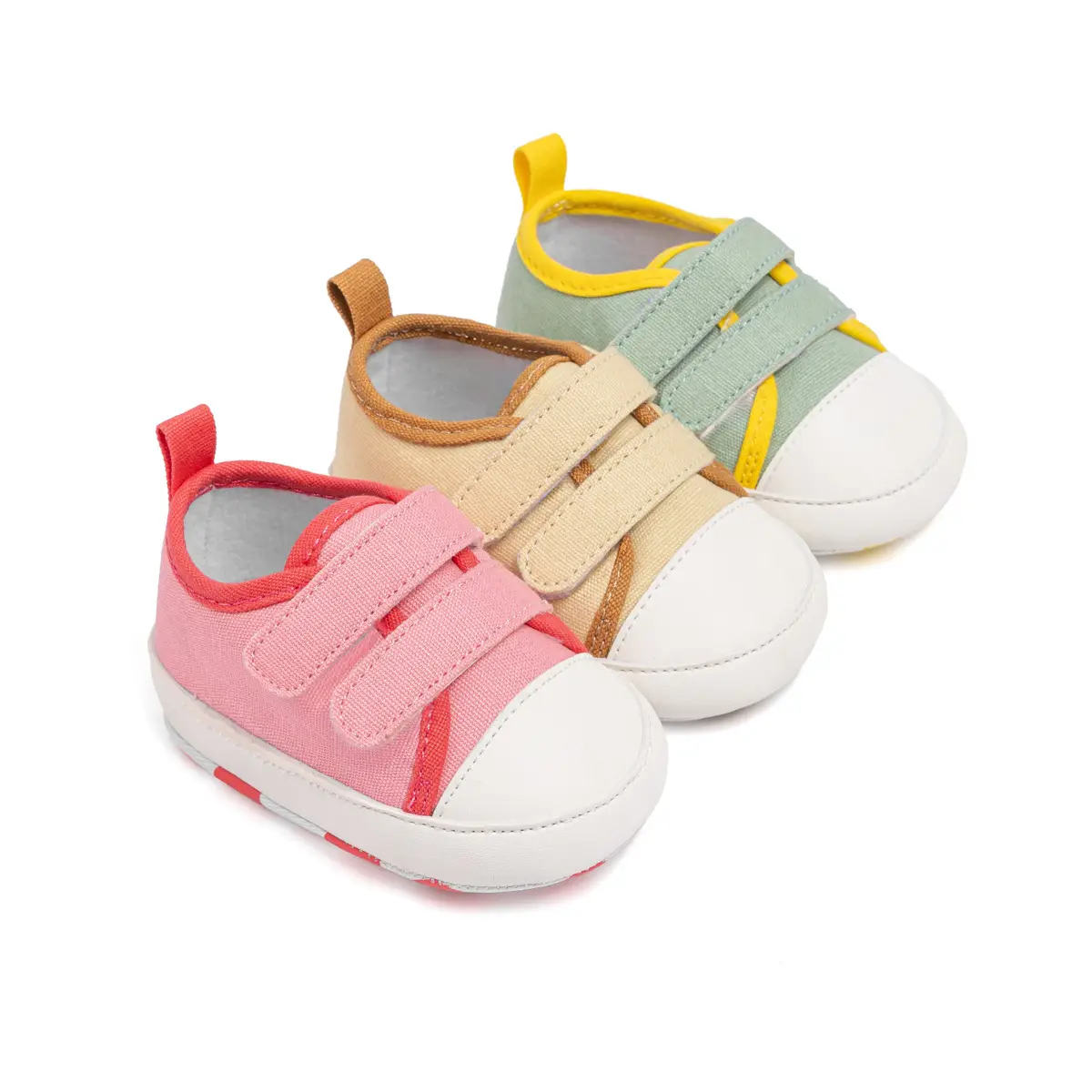 Pink Polka Dot Baby Sneakers with Velcro Closure