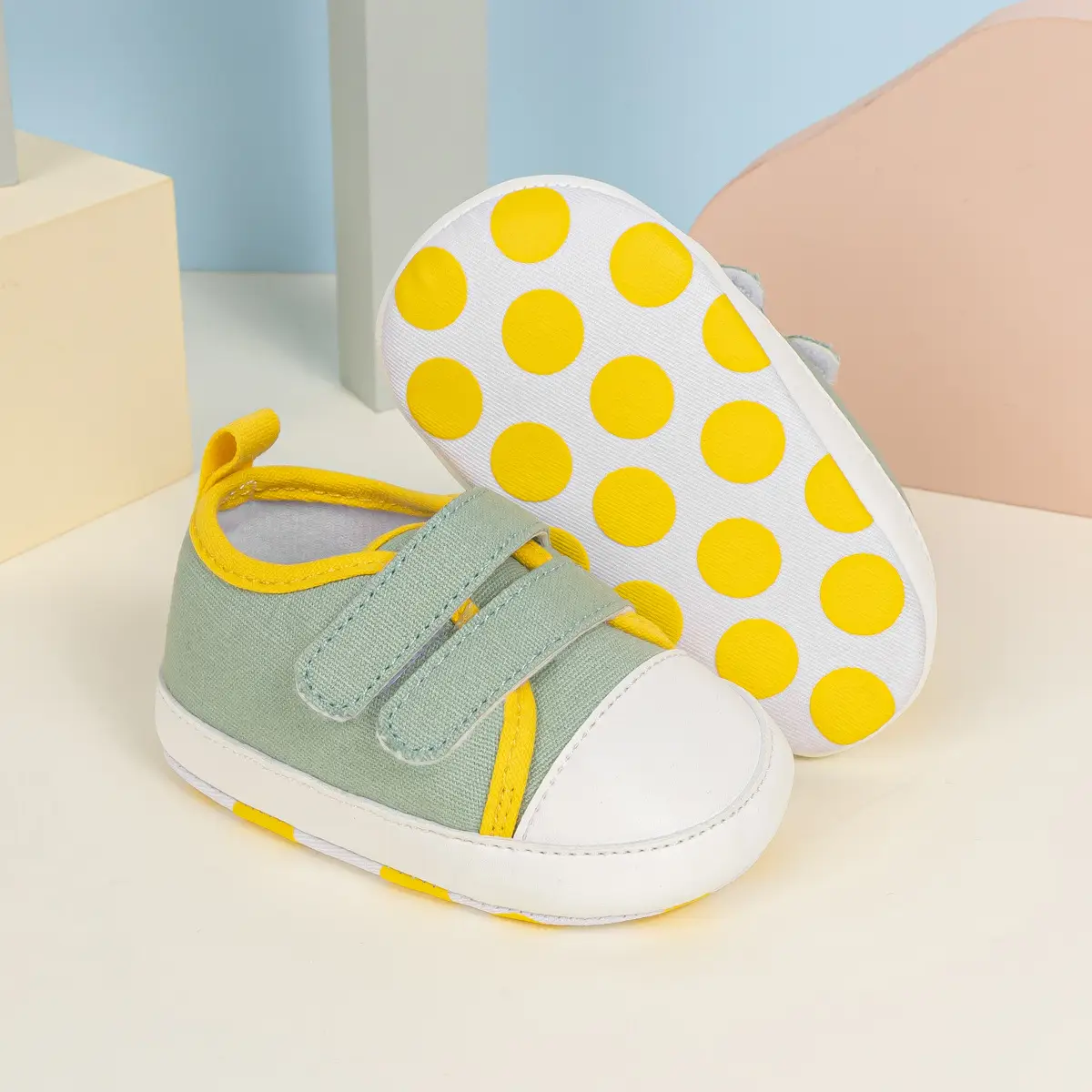 Pink Polka Dot Baby Sneakers with Velcro Closure — feature 13