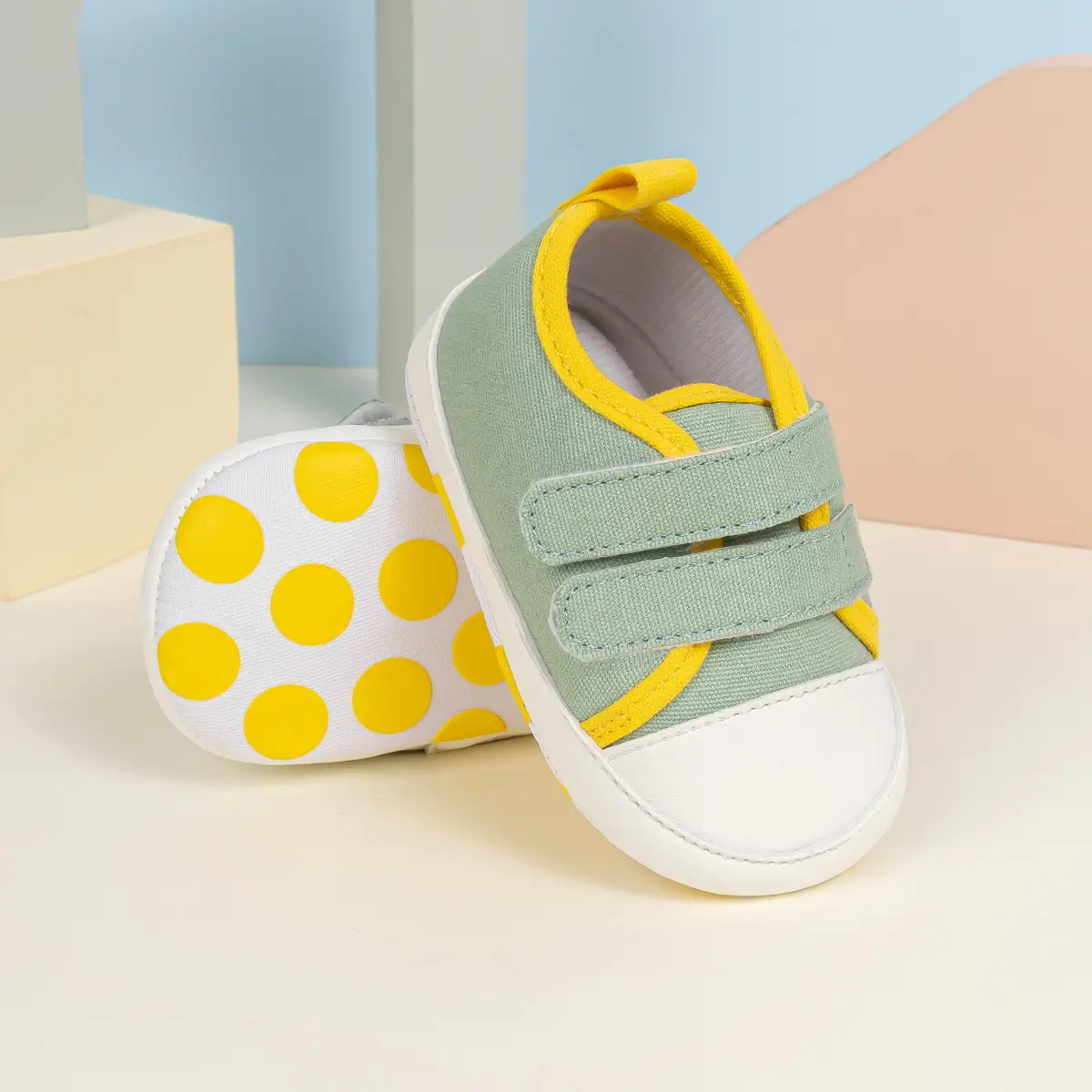 Pink Polka Dot Baby Sneakers with Velcro Closure — feature 14