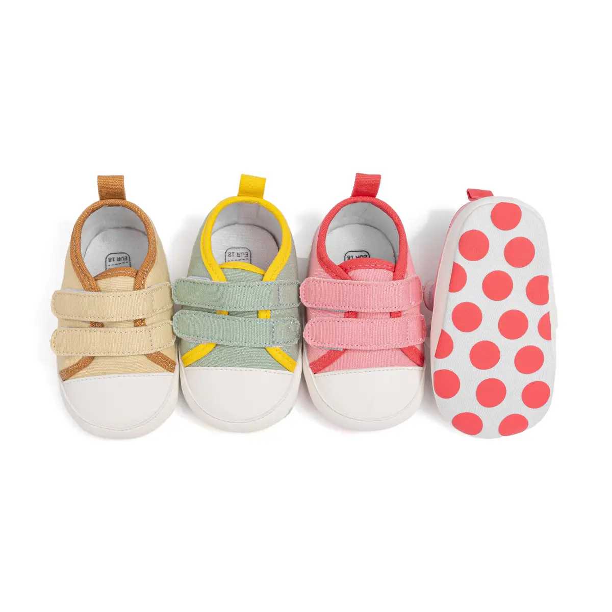 Pink Polka Dot Baby Sneakers with Velcro Closure — feature 18